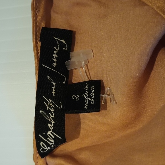 Elizabeth and James Bronze Gold Keyhole Open Back Gathered Cap Sleeve Mini A12 - Picture 5 of 6